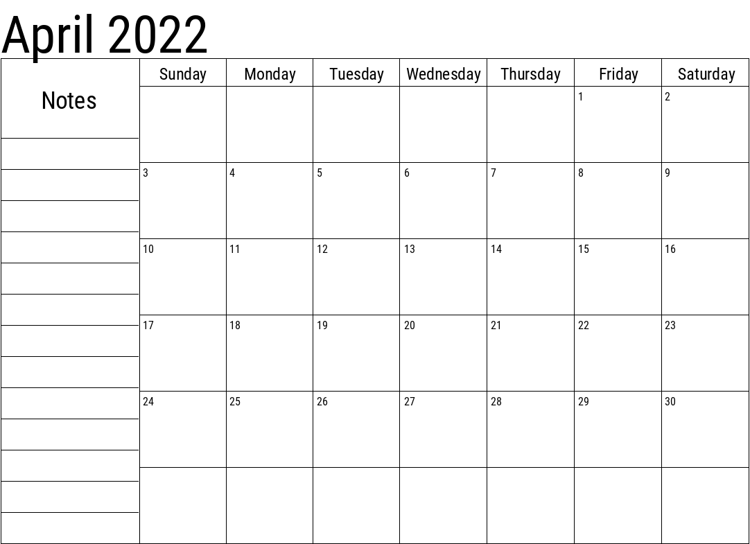 Printable April 2022 Calendar 13