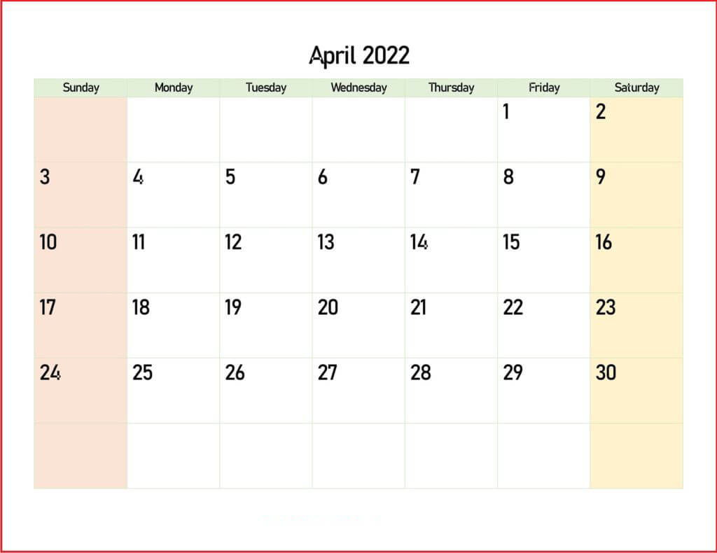 Printable April 2022 Calendar 17
