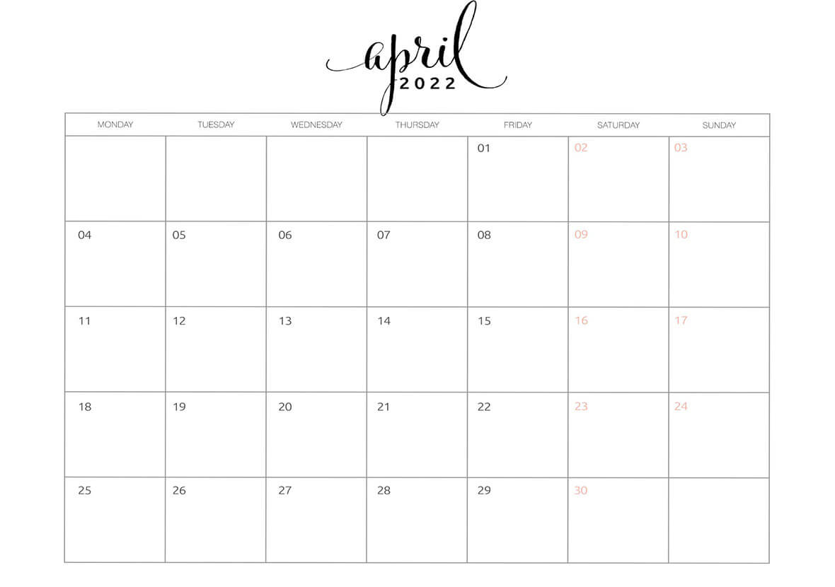 Printable April 2022 Calendar 5