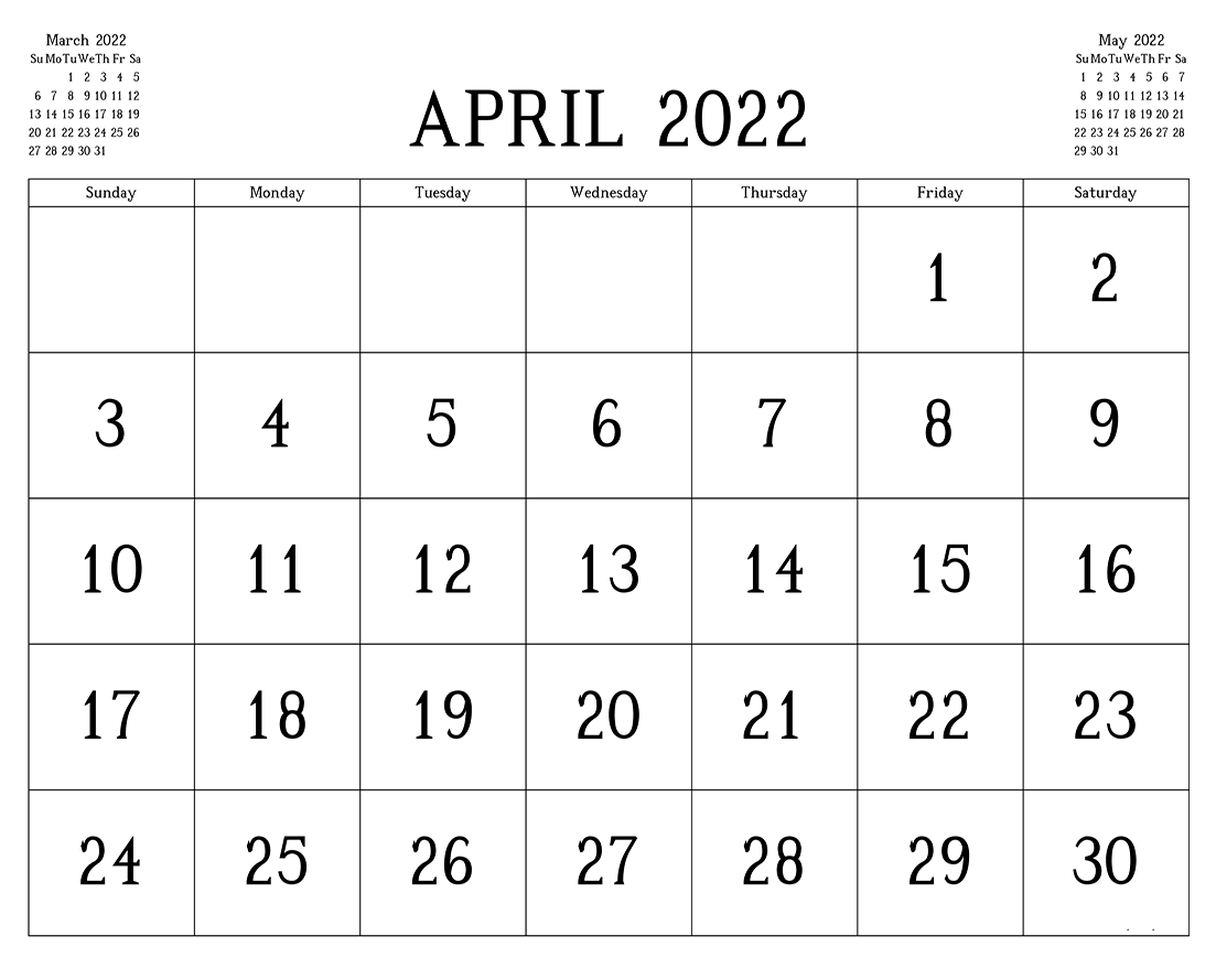 Printable April 2022 Calendar 6