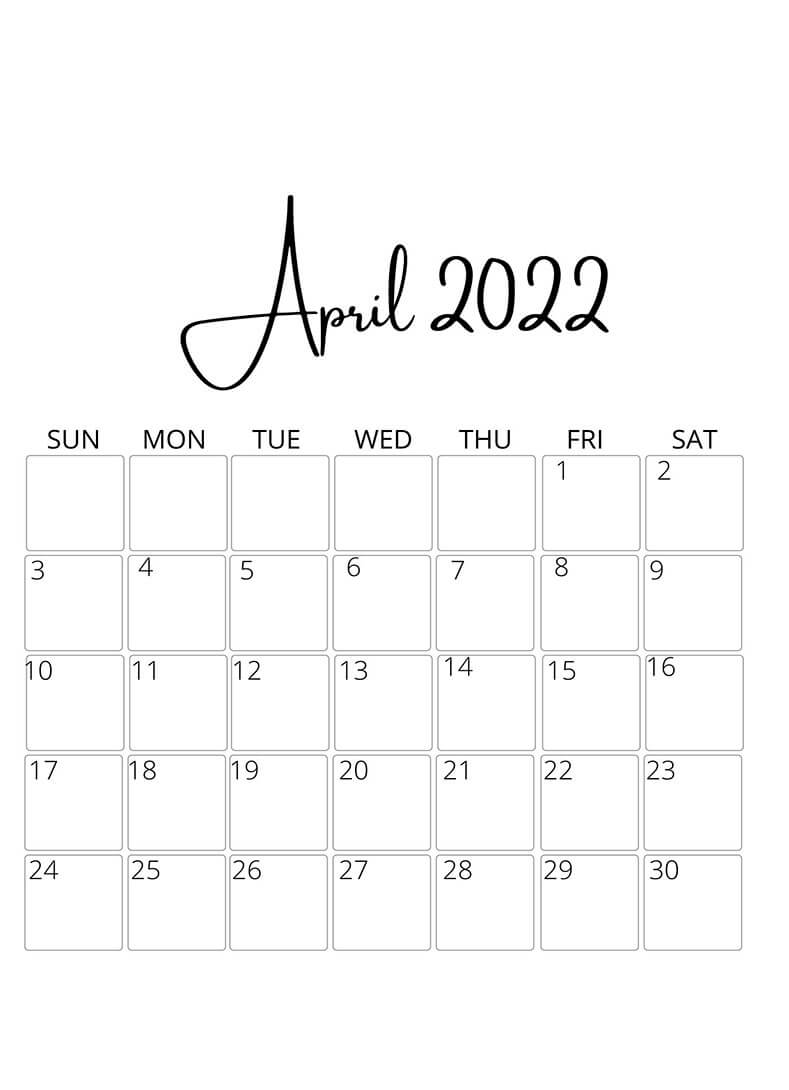 Printable April 2022 Calendar 8