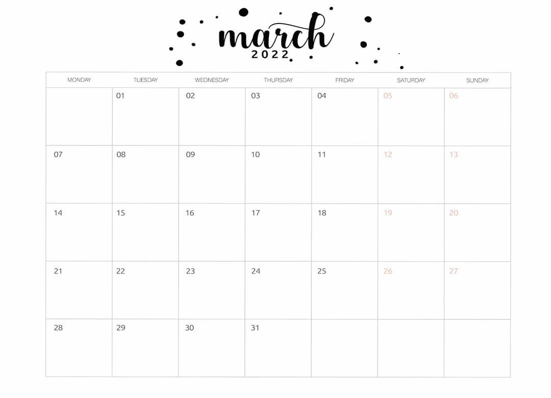 Printable March 2022 Calendar 14