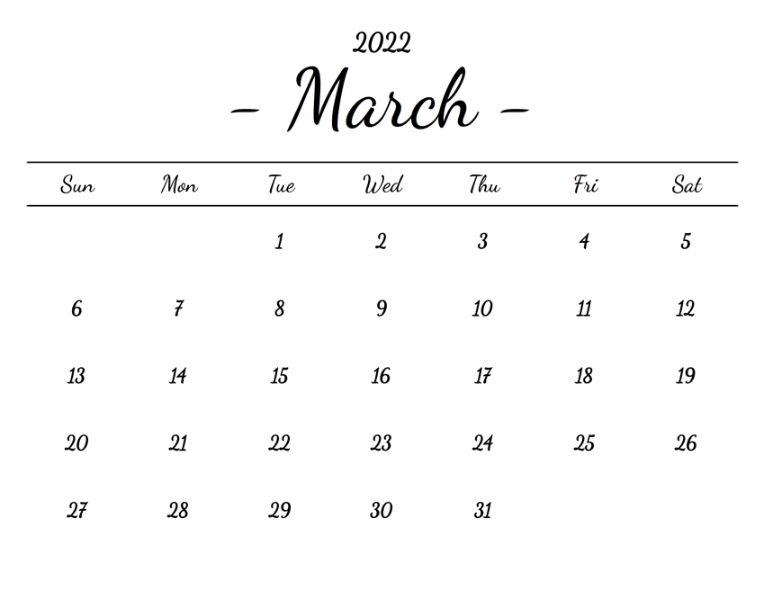 Printable March 2022 Calendar 17