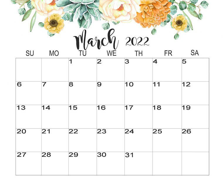 Printable March 2022 Calendar 4