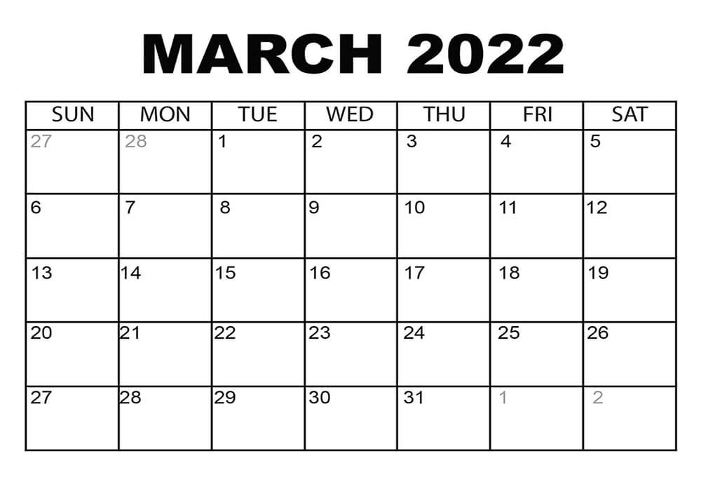 Printable March 2022 Calendar 5