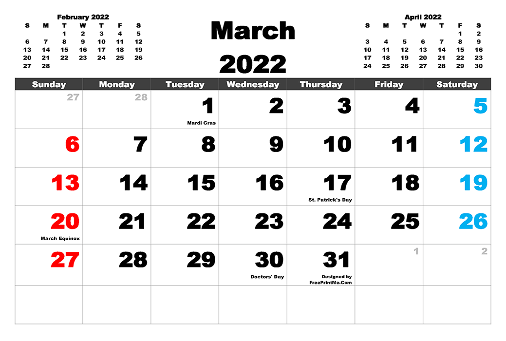 Printable March 2022 Calendar 6