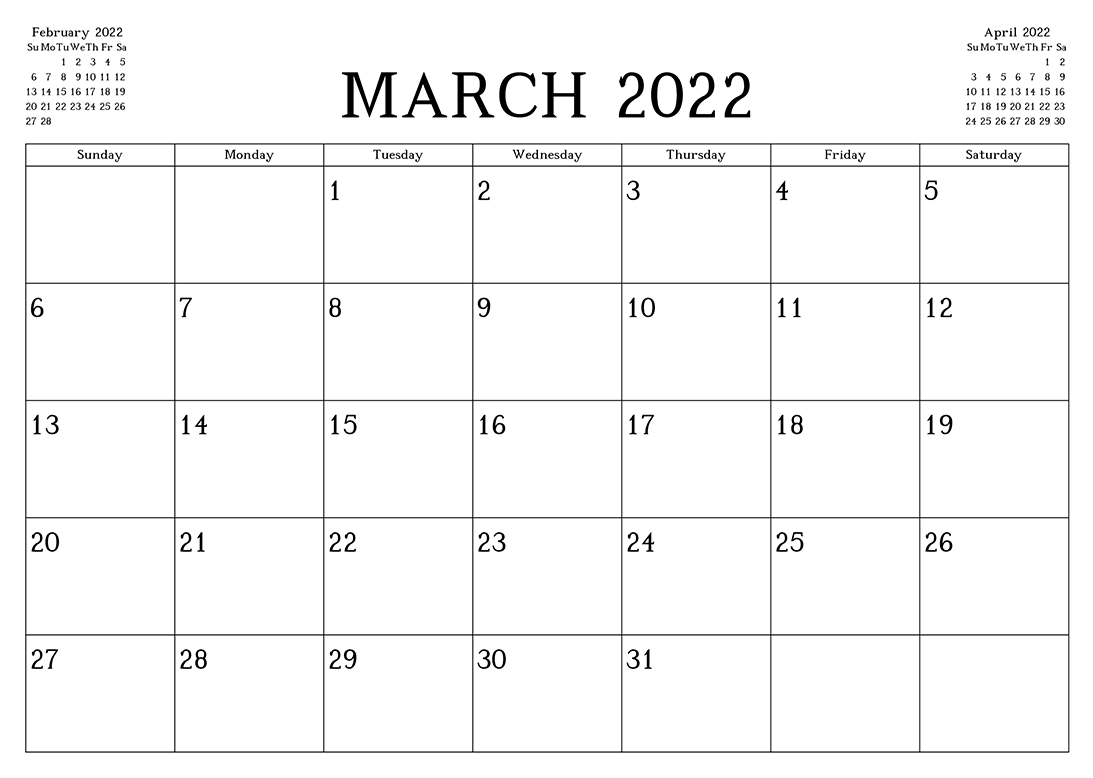 Printable March 2022 Calendar 9