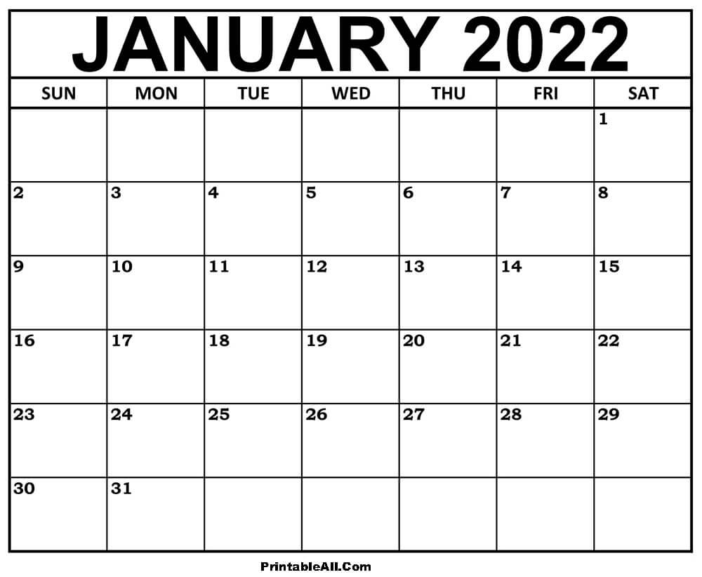 Printable 01 2022 Calendar 3