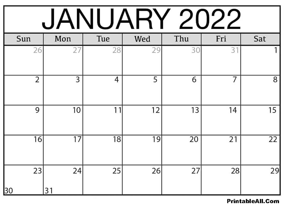Printable 01 2022 Calendar 4