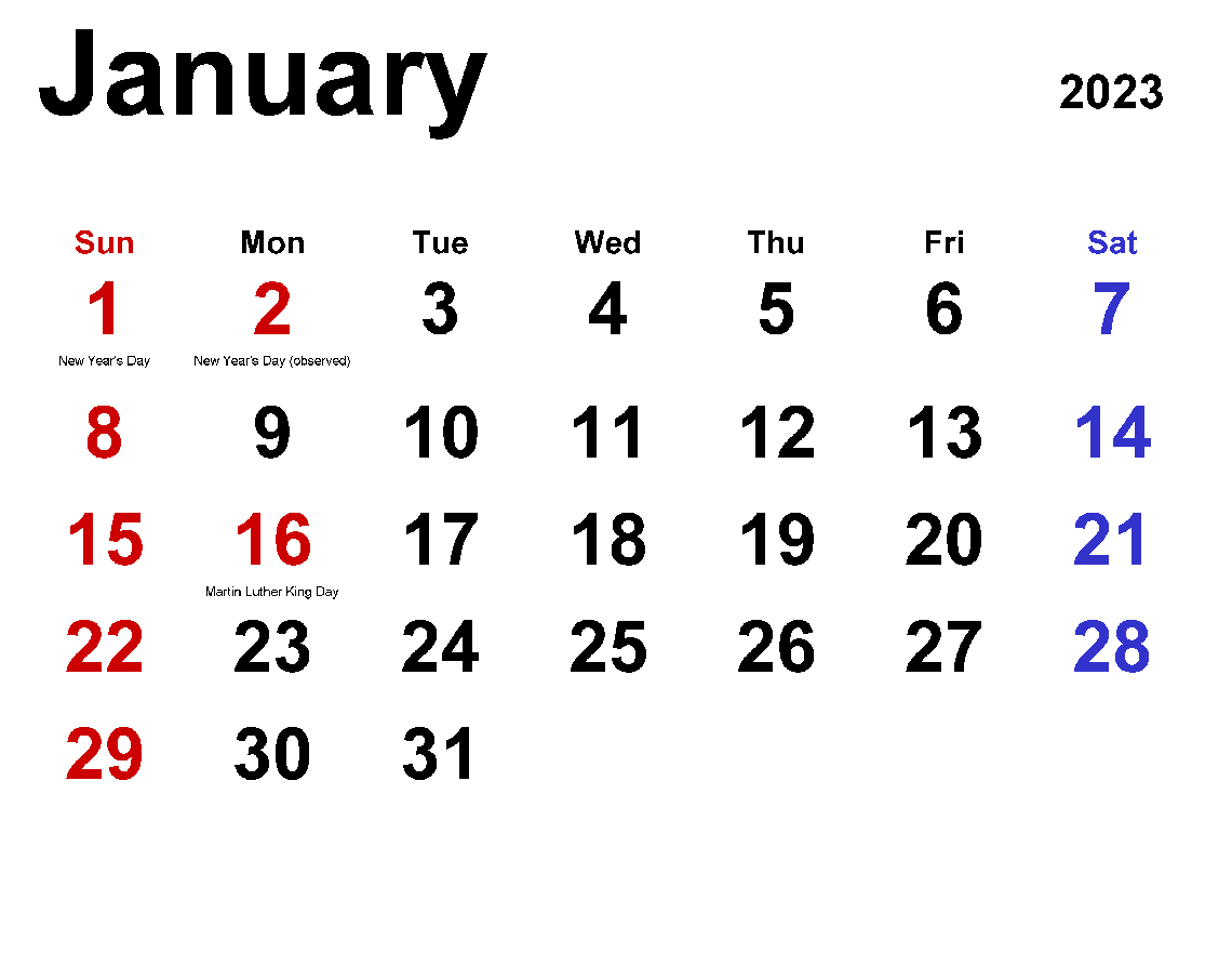 Printable 01/2023 Calendar 1