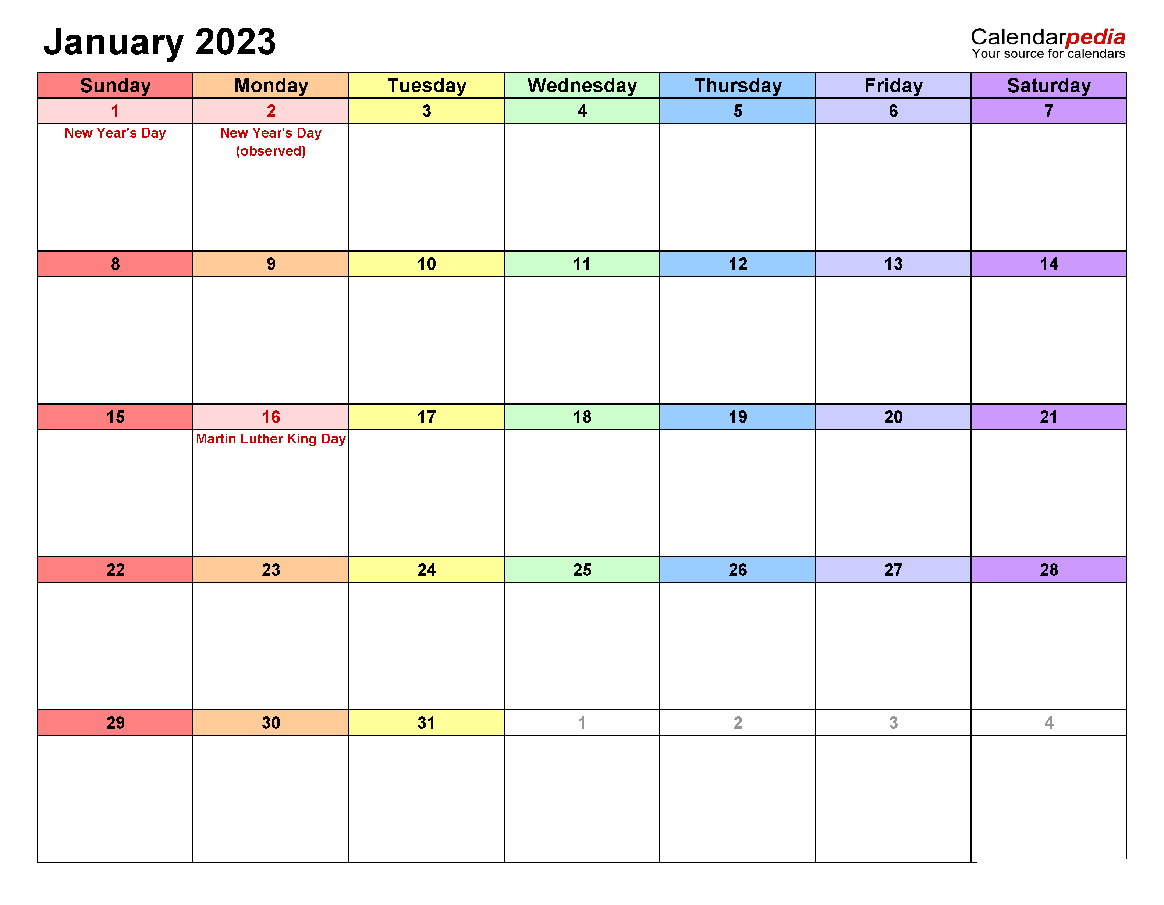 Printable 01/2023 Calendar 3