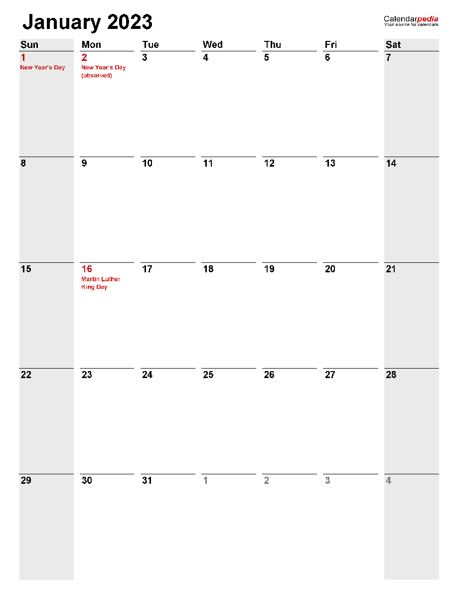 Printable 01/2023 Calendar 5