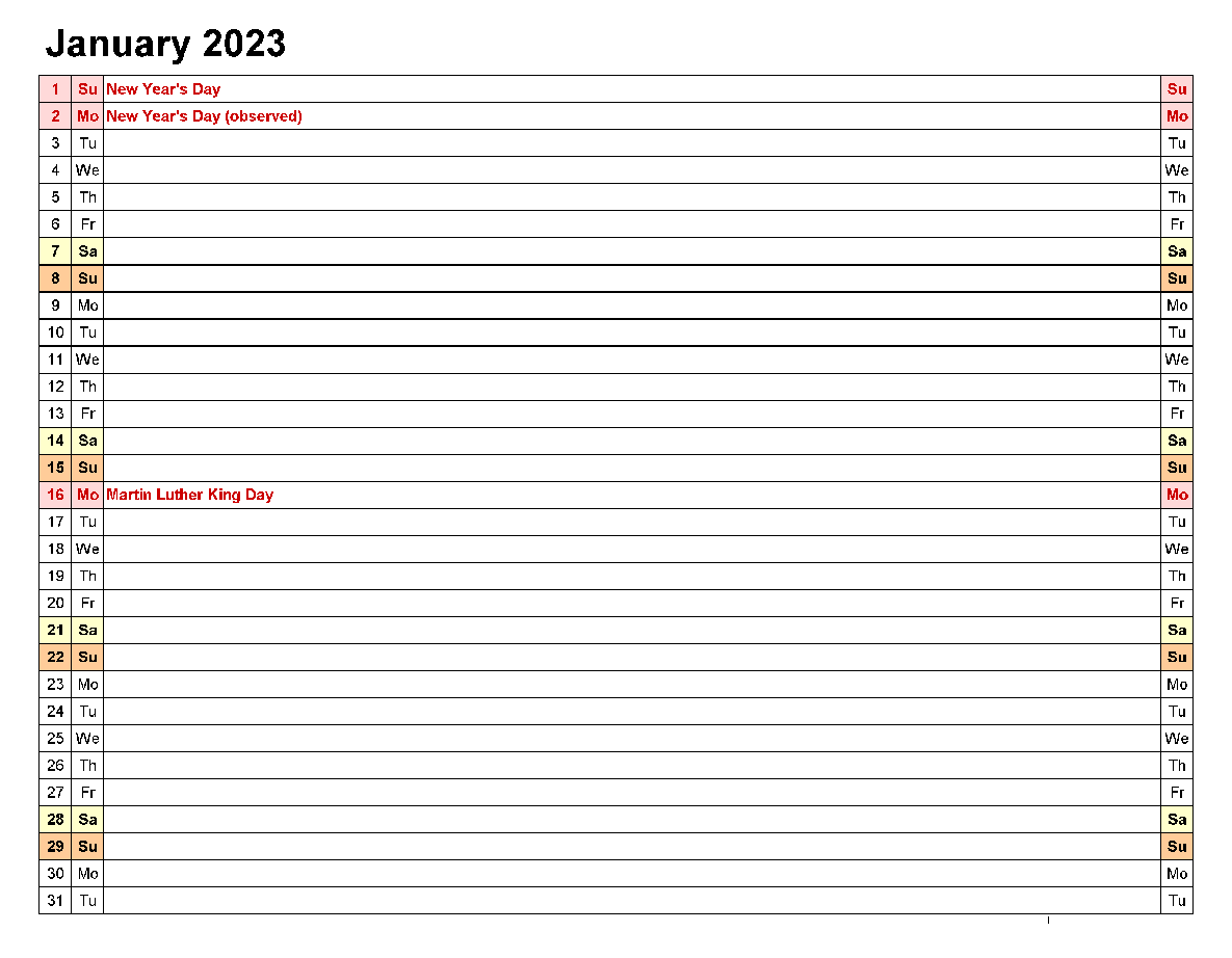 Printable 01/2023 Calendar 6