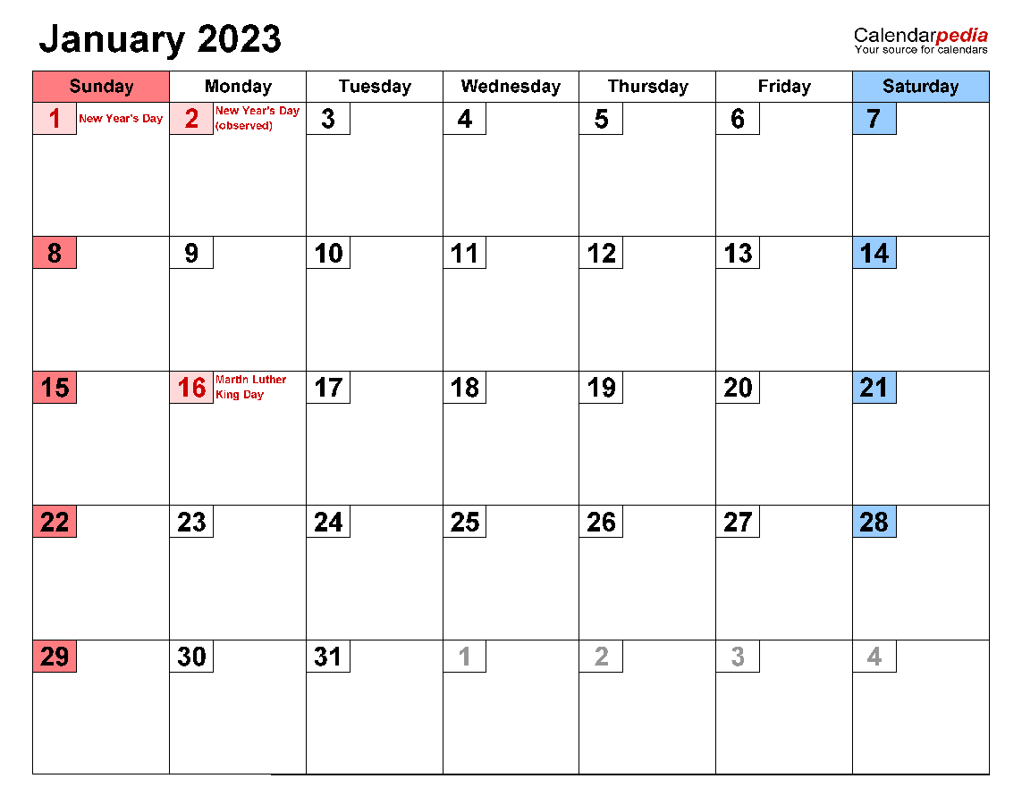 Printable 01/2023 Calendar 7