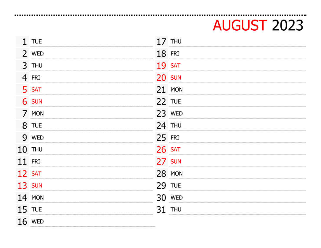 Printable 08/2023 Calendar 10