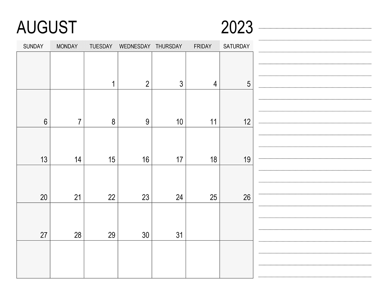 Printable 08/2023 Calendar 6
