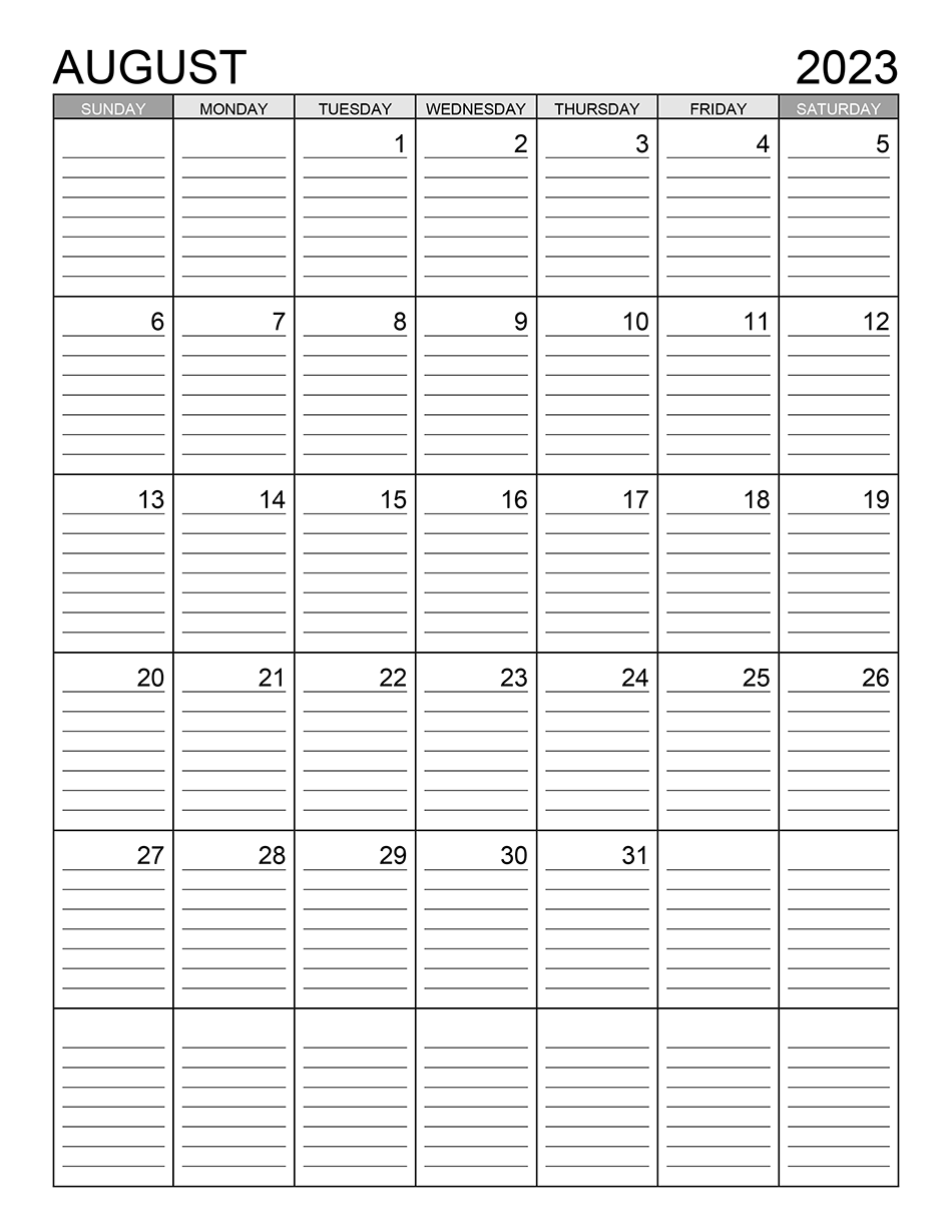 Printable 08/2023 Calendar 7