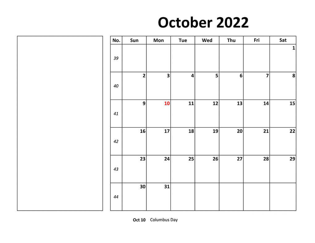 Printable 10/2022 Calendar 6