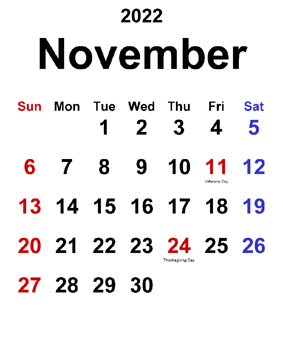 Printable 11/2022 Calendar 6