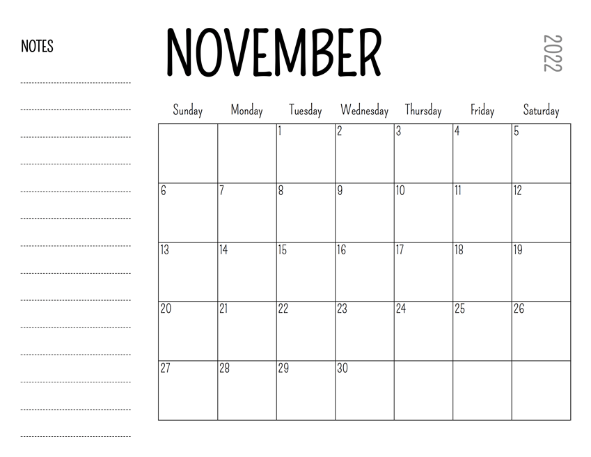 Printable 11/2022 Calendar 9