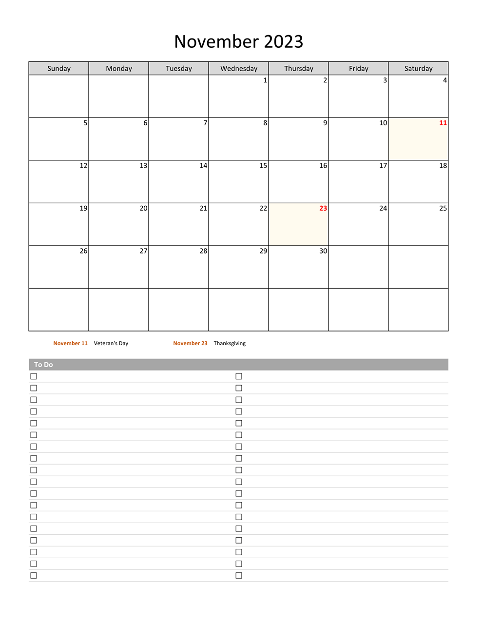 Printable 11/2023 Calendar 1