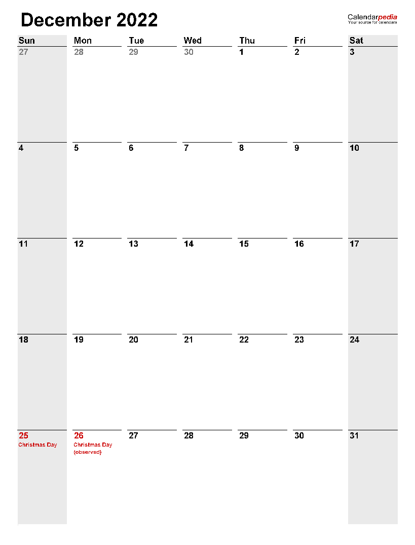 Printable 12/2022 Calendar 10