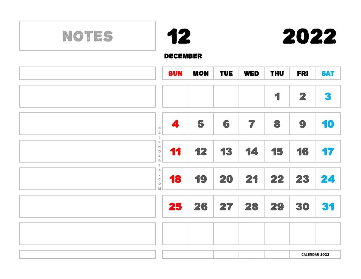 Printable 12/2022 Calendar 5