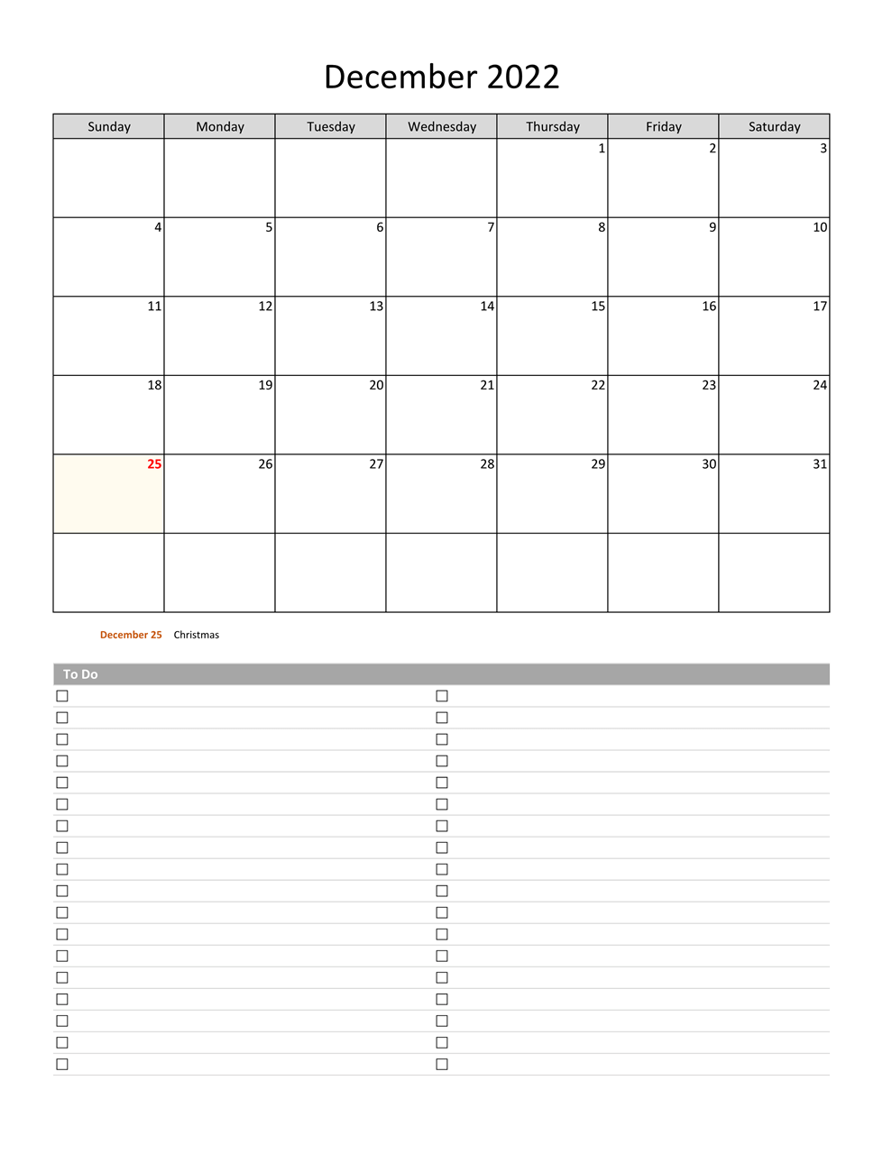 Printable 12/2022 Calendar 7