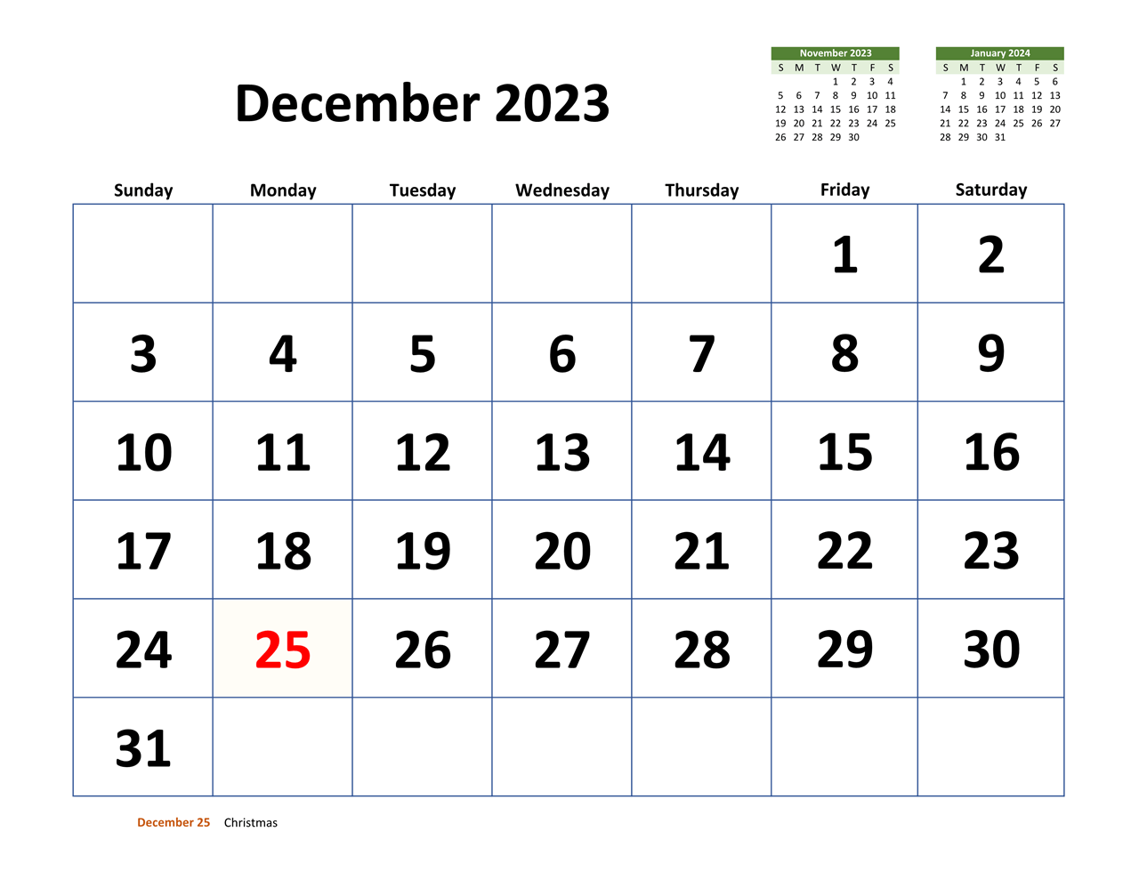 Printable 12/2023 Calendar 1