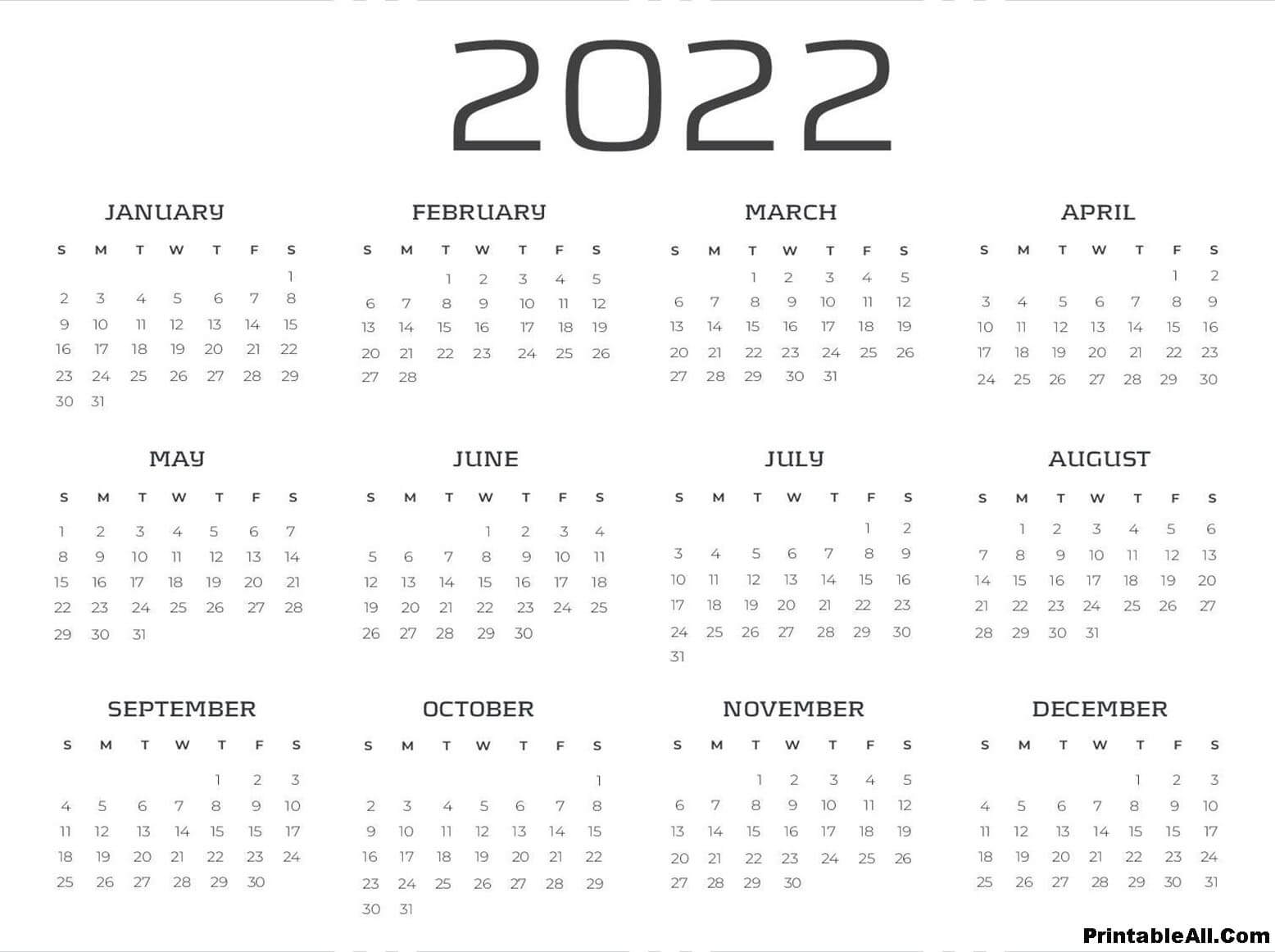 Printable 2022 Calendar 2