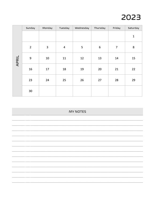 Printable April 2023 Calendar 9