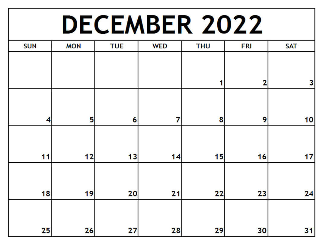 Printable December 2022 Calendar 1