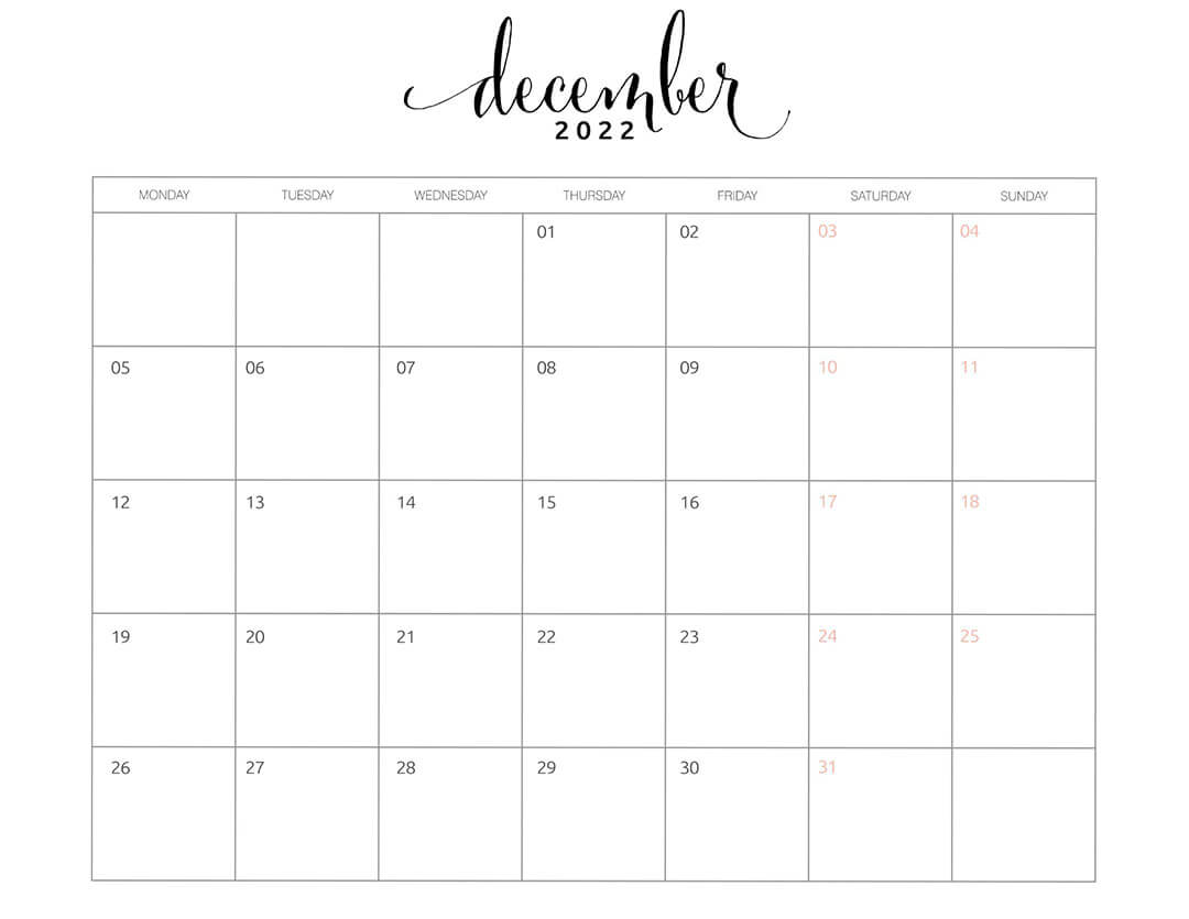 Printable December 2022 Calendar 10