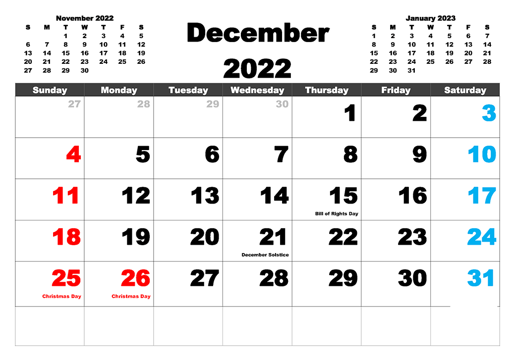 Printable December 2022 Calendar 4