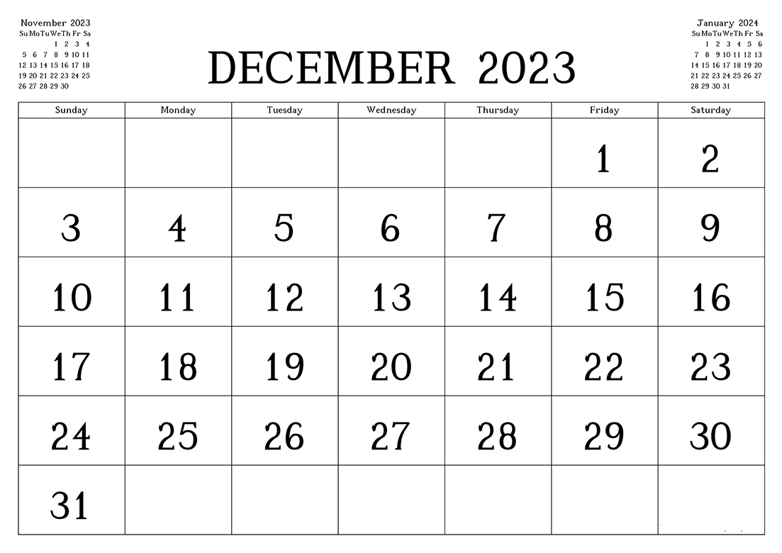 Printable December 2023 Calendar 1