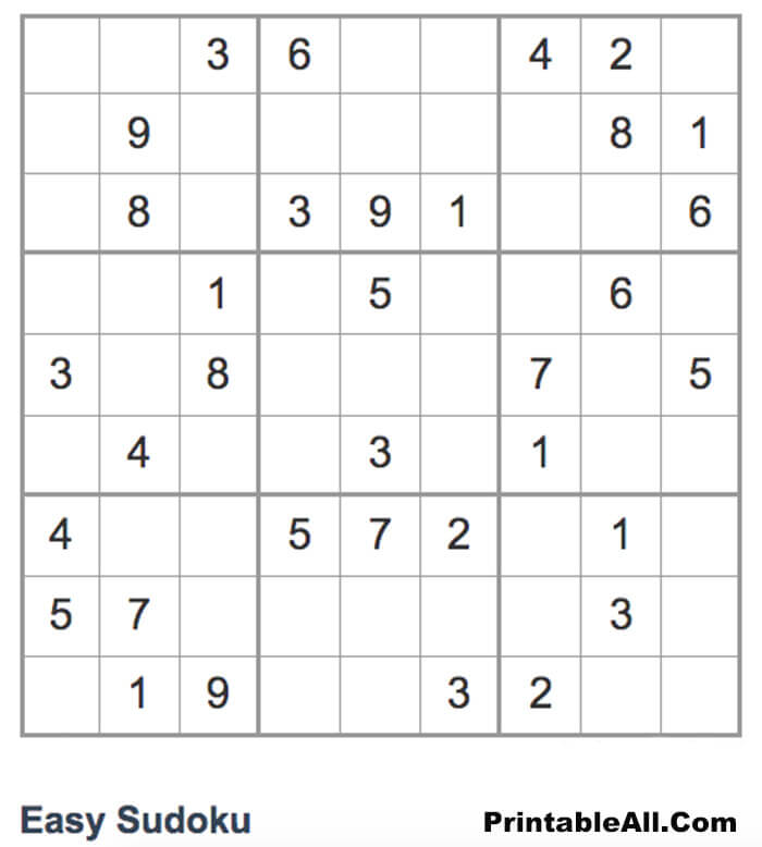 Printable Easy Sudoku 9×9 – Sheet 2