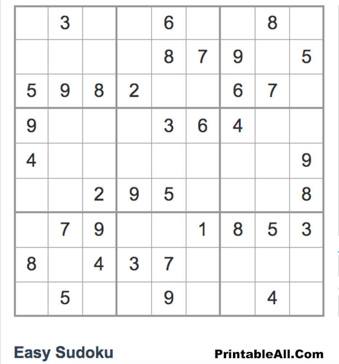 Printable Easy Sudoku 9×9 – Sheet 8