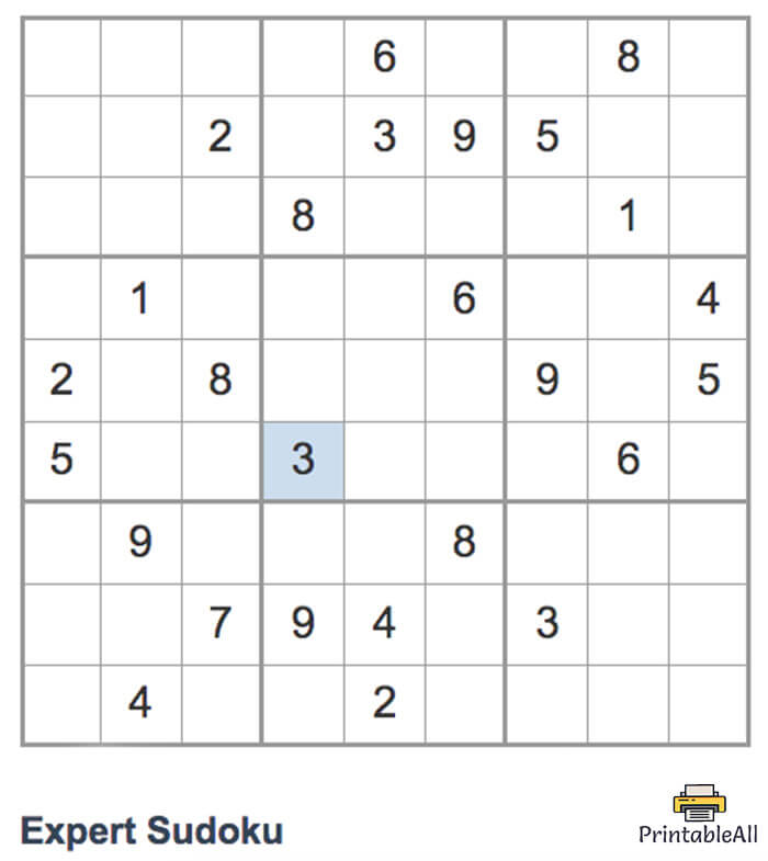 Printable Expert Sudoku 18