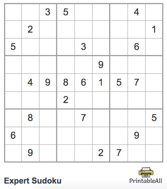 Printable Expert Sudoku 7