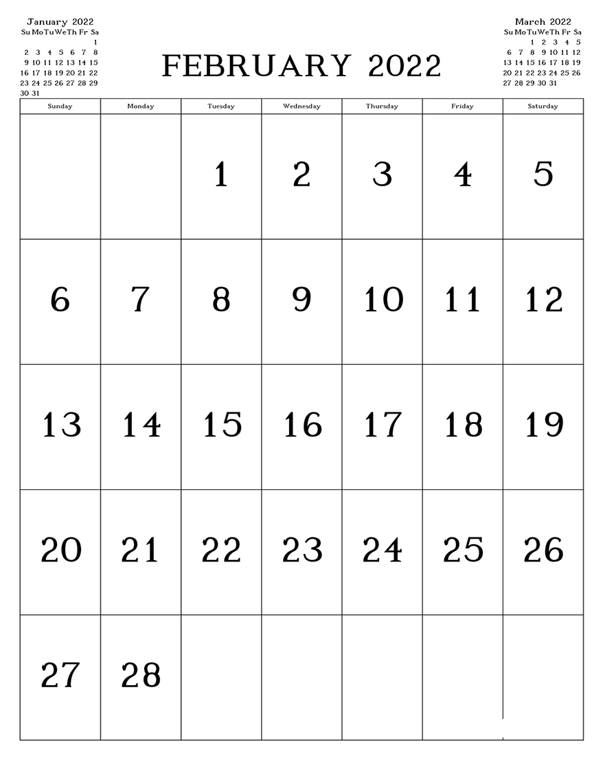 Printable February 2022 Calendar 11