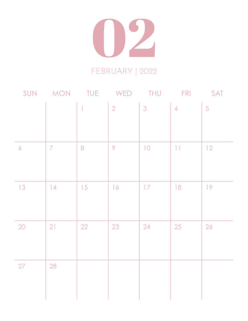Printable February 2022 Calendar 13