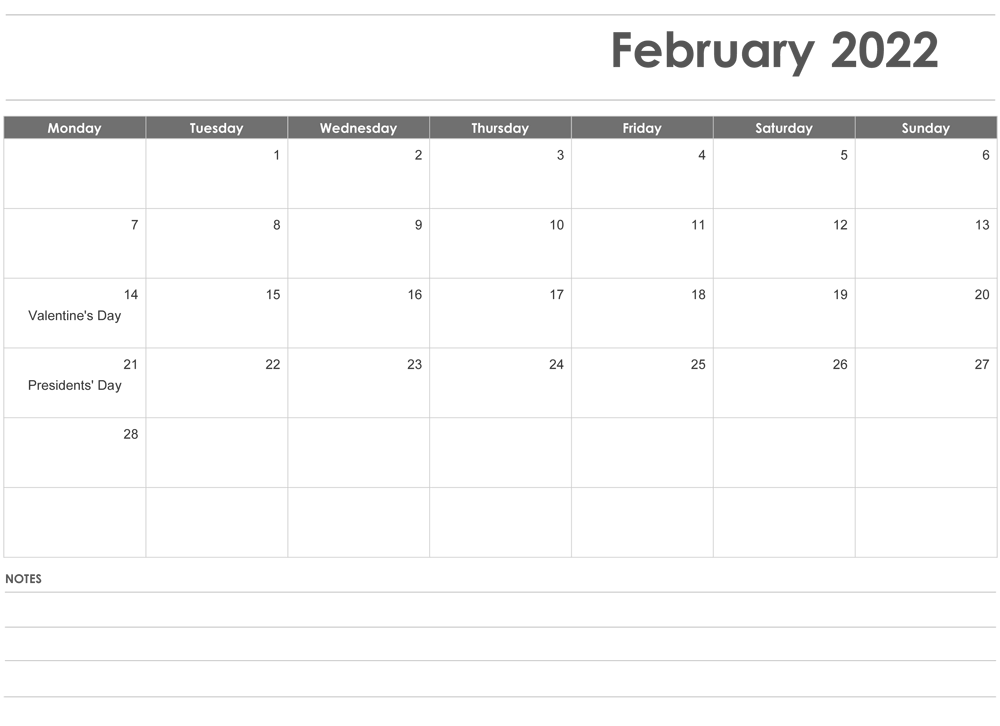 Printable February 2022 Calendar 16