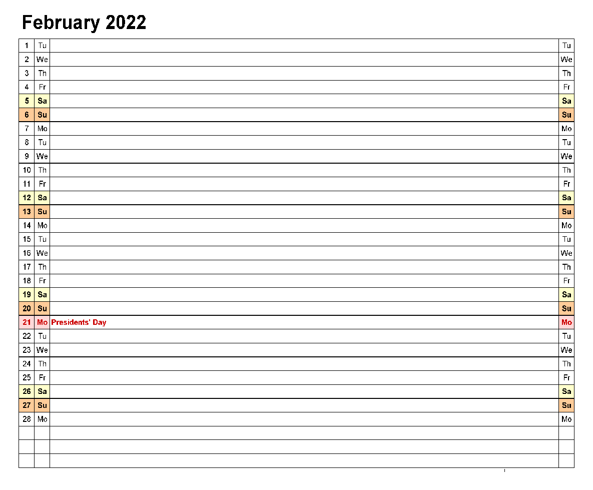 Printable February 2022 Calendar 17