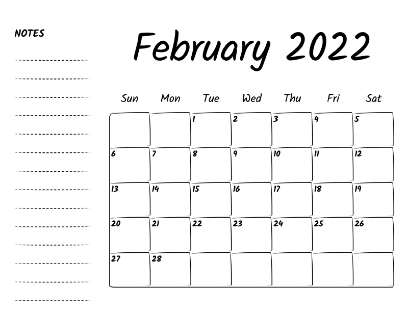 Printable February 2022 Calendar 6