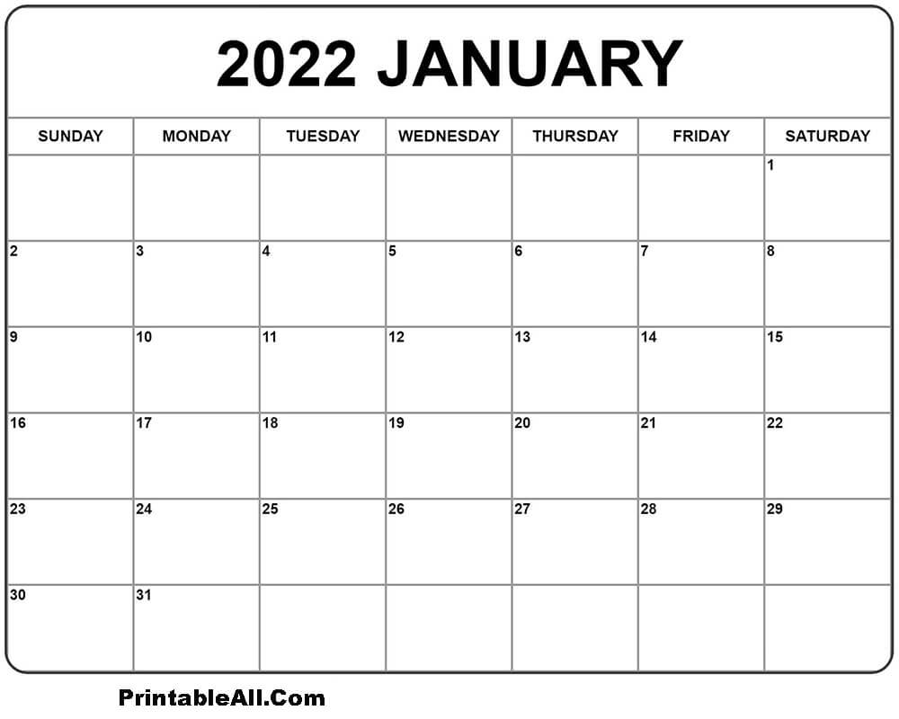 Printable January 2022 Calendar 3
