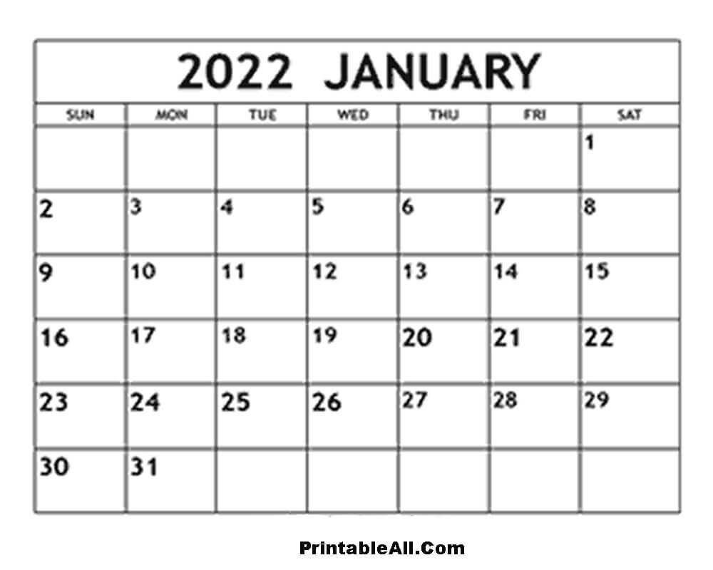 Printable January 2022 Calendar 4