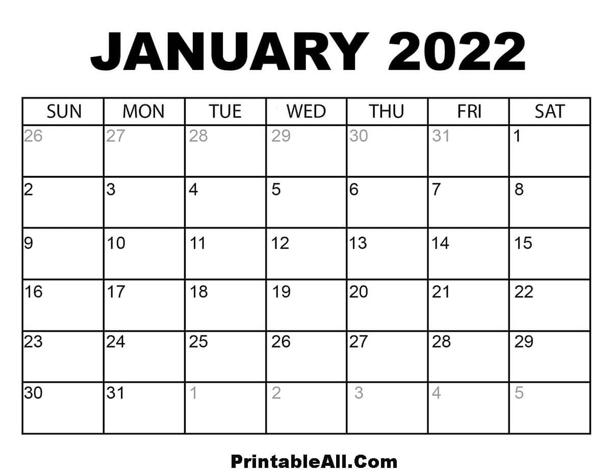 Printable January 2022 Calendar 5