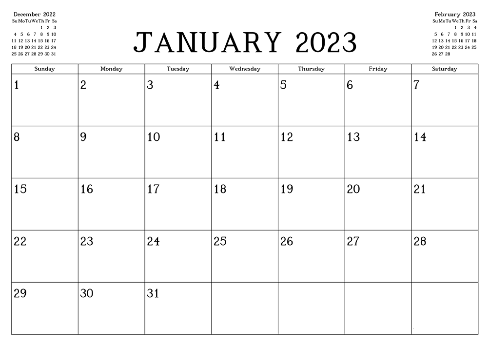 Printable January 2023 Calendar 1