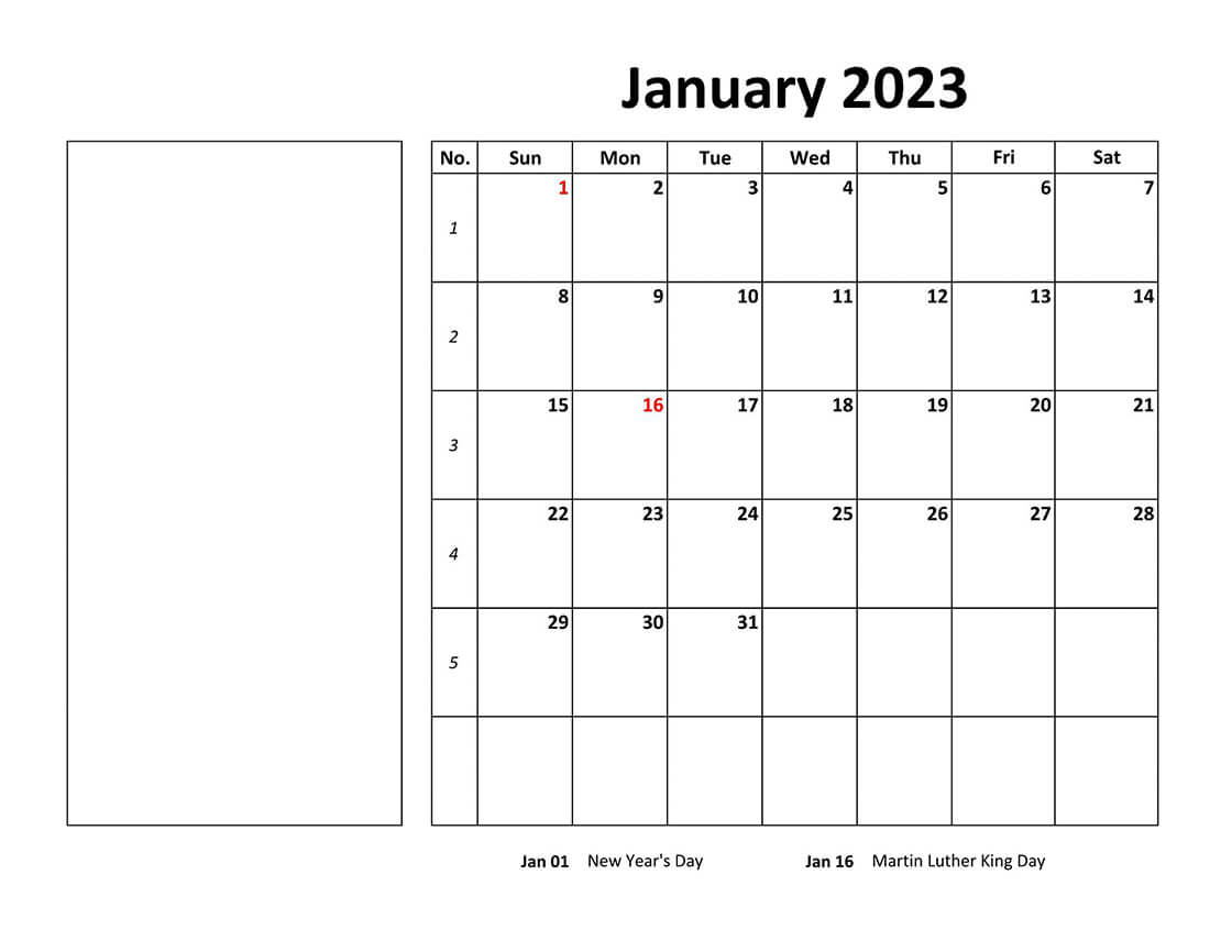 Printable January 2023 Calendar 10