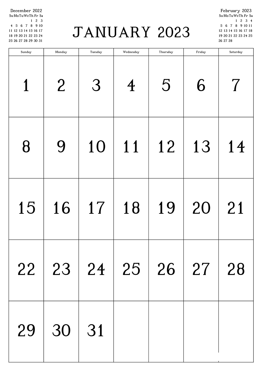Printable January 2023 Calendar 2